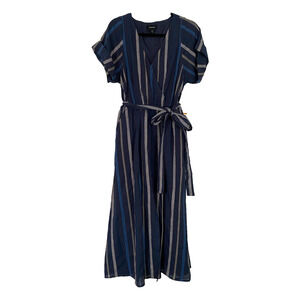 Karen Kane V-Neck Belted Maxi Dress S Beach Nautical Boho NWT $168